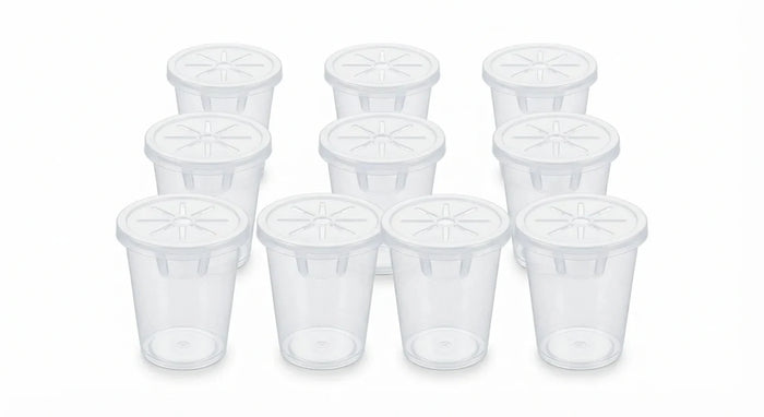 White background image of rooting cups with slotted support lids