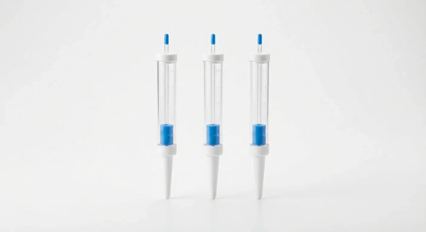 White background image of water level indicator stakes set