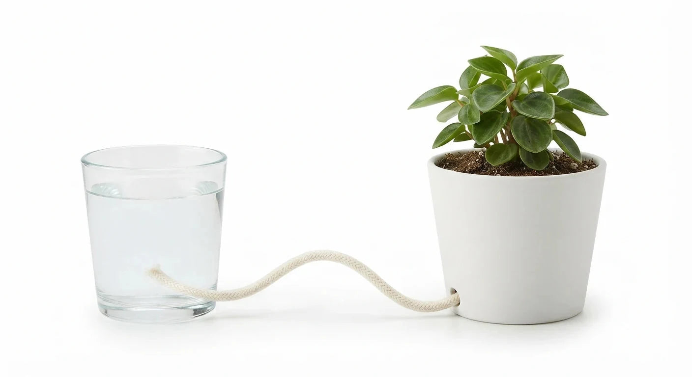 White background image of rolled plant capillary wick cord set